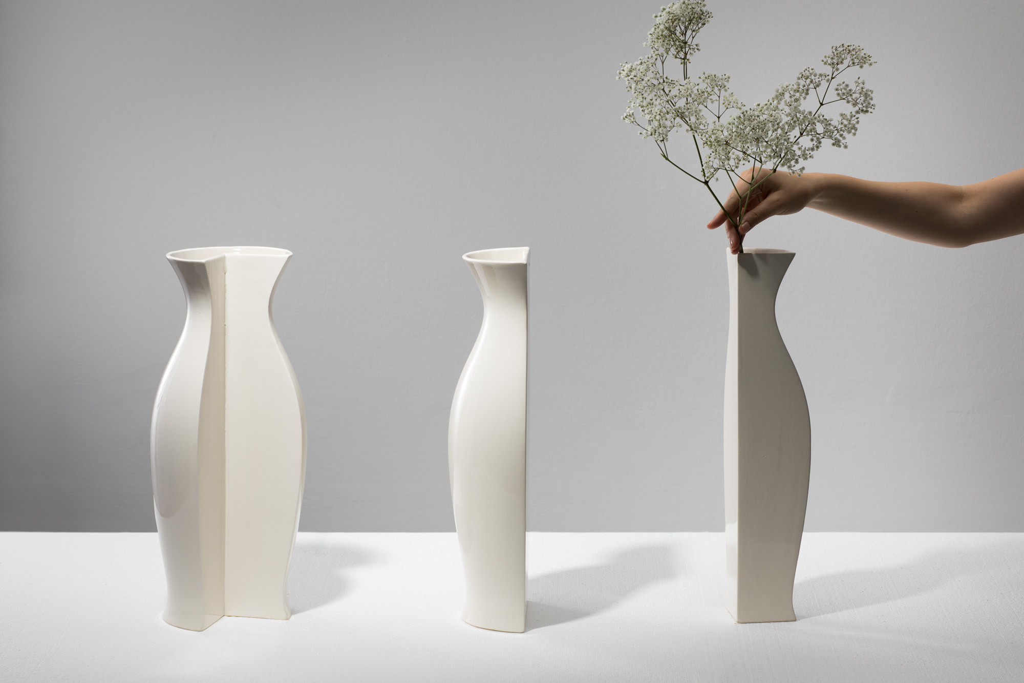 Vases for corners and walls by Klemens Schillinger.